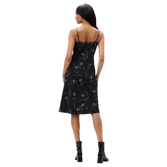 AMOUR VERT NWT Briana Washable Silk Bias Cut Slip Dress Black Floral Size Med - Picture 3 of 16